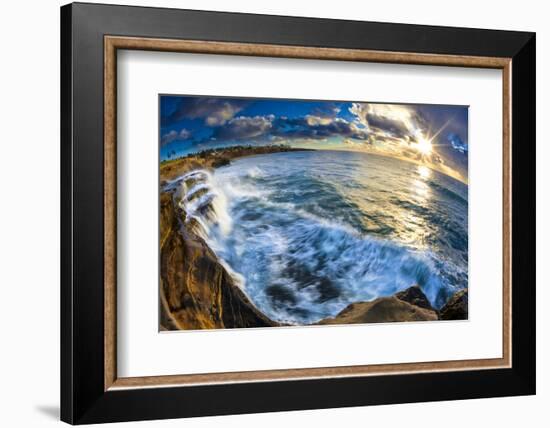 Sunset and Waves at Sunset Cliffs in San Diego, Ca-Andrew Shoemaker-Framed Photographic Print