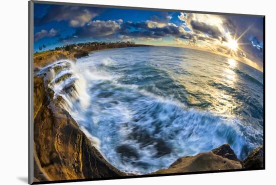 Sunset and Waves at Sunset Cliffs in San Diego, Ca-Andrew Shoemaker-Mounted Photographic Print