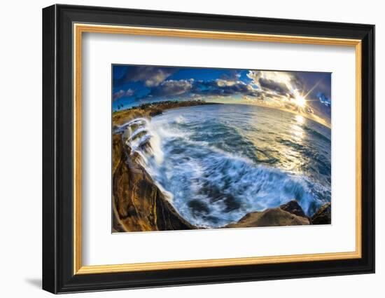 Sunset and Waves at Sunset Cliffs in San Diego, Ca-Andrew Shoemaker-Framed Photographic Print