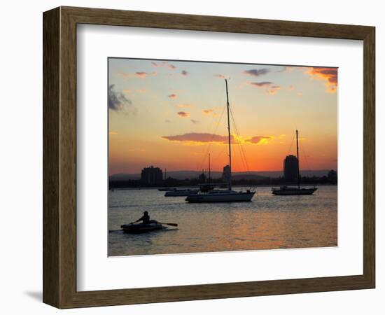 Sunset and Yachts, The Broadwater, Gold Coast, Queensland, Australia-David Wall-Framed Photographic Print