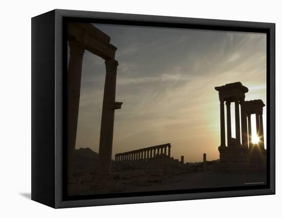 Sunset, Archaelogical Ruins, Palmyra, Unesco World Heritage Site, Syria, Middle East-Christian Kober-Framed Premier Image Canvas