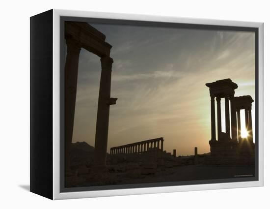 Sunset, Archaelogical Ruins, Palmyra, Unesco World Heritage Site, Syria, Middle East-Christian Kober-Framed Premier Image Canvas