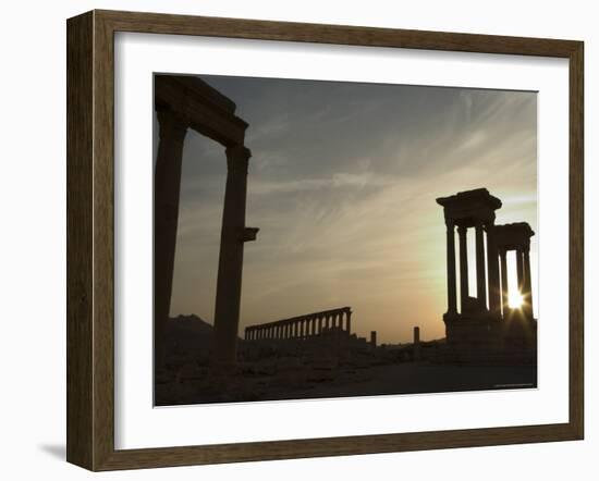 Sunset, Archaelogical Ruins, Palmyra, Unesco World Heritage Site, Syria, Middle East-Christian Kober-Framed Photographic Print