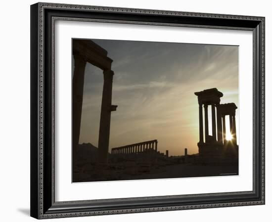 Sunset, Archaelogical Ruins, Palmyra, Unesco World Heritage Site, Syria, Middle East-Christian Kober-Framed Photographic Print