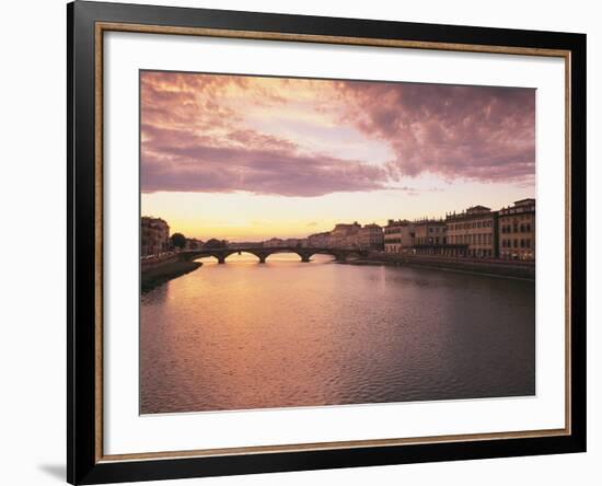 Sunset, Arno River, Tuscany, Italy-Walter Bibikow-Framed Photographic Print