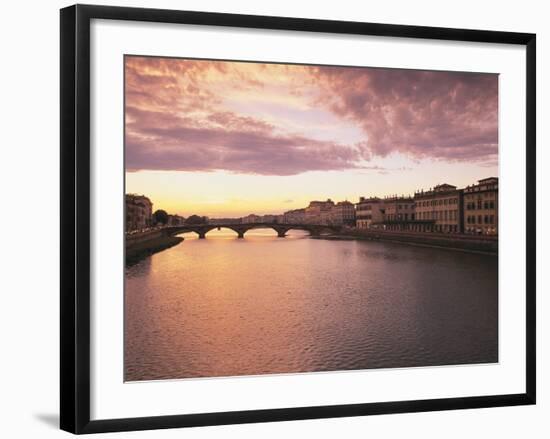 Sunset, Arno River, Tuscany, Italy-Walter Bibikow-Framed Photographic Print