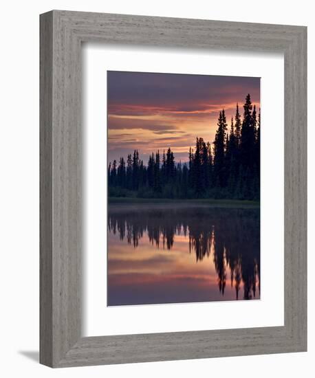 Sunset at An Unnamed Lake Near Salmo Lake, Alaska Highway, Yukon Territory, Canada, North America-James Hager-Framed Photographic Print