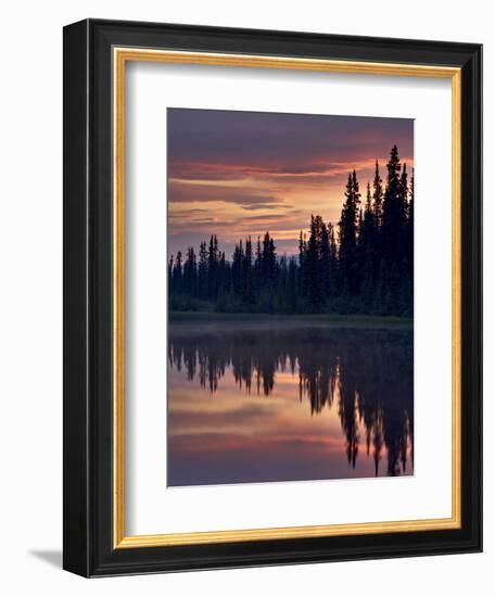 Sunset at An Unnamed Lake Near Salmo Lake, Alaska Highway, Yukon Territory, Canada, North America-James Hager-Framed Photographic Print