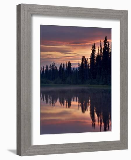 Sunset at An Unnamed Lake Near Salmo Lake, Alaska Highway, Yukon Territory, Canada, North America-James Hager-Framed Photographic Print