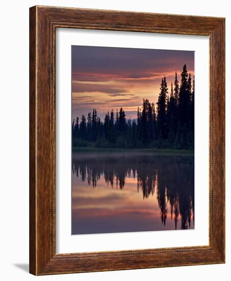 Sunset at An Unnamed Lake Near Salmo Lake, Alaska Highway, Yukon Territory, Canada, North America-James Hager-Framed Photographic Print