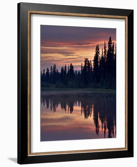 Sunset at An Unnamed Lake Near Salmo Lake, Alaska Highway, Yukon Territory, Canada, North America-James Hager-Framed Photographic Print