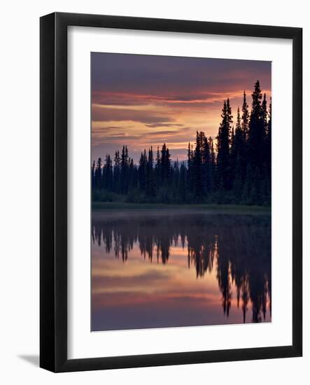 Sunset at An Unnamed Lake Near Salmo Lake, Alaska Highway, Yukon Territory, Canada, North America-James Hager-Framed Photographic Print