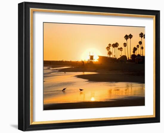 Sunset at Corona Del Mar Beach, Newport Beach, Orange County, California, United States of America,-Richard Cummins-Framed Photographic Print