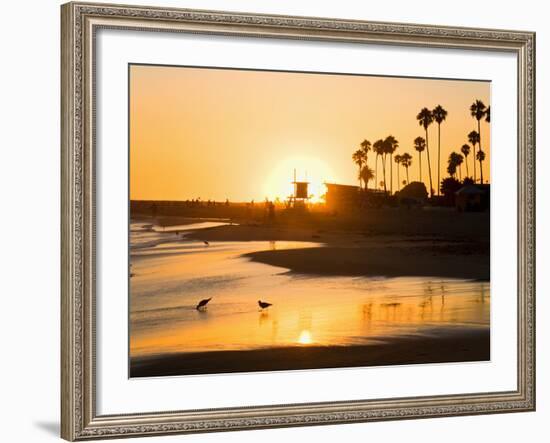 Sunset at Corona Del Mar Beach, Newport Beach, Orange County, California, United States of America,-Richard Cummins-Framed Photographic Print