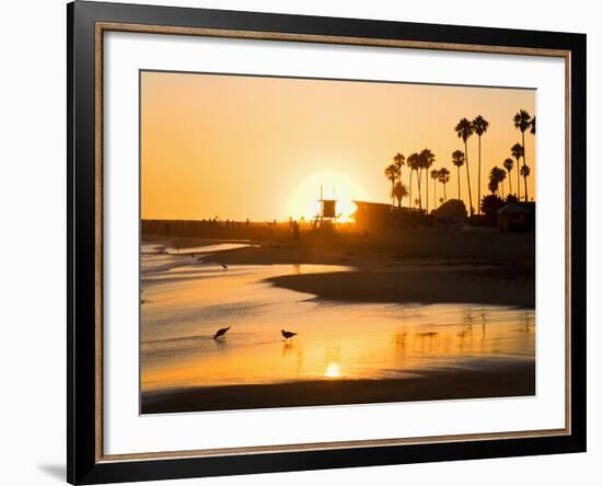 Sunset at Corona Del Mar Beach, Newport Beach, Orange County, California, United States of America,-Richard Cummins-Framed Photographic Print