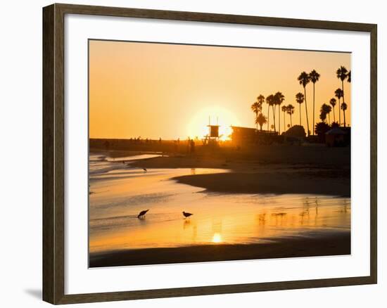 Sunset at Corona Del Mar Beach, Newport Beach, Orange County, California, United States of America,-Richard Cummins-Framed Photographic Print