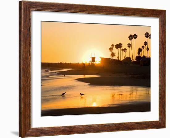 Sunset at Corona Del Mar Beach, Newport Beach, Orange County, California, United States of America,-Richard Cummins-Framed Photographic Print