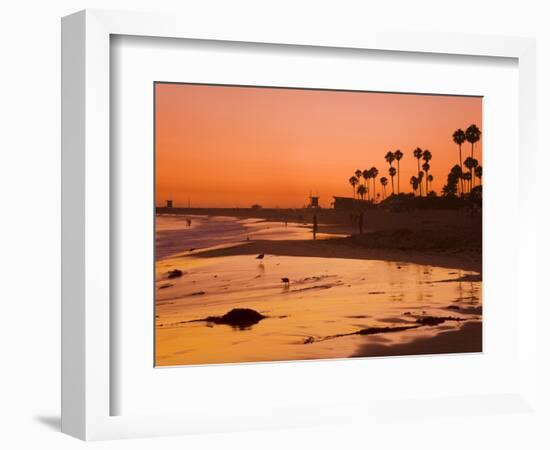 Sunset at Corona Del Mar Beach, Newport Beach, Orange County, California, United States of America,-Richard Cummins-Framed Photographic Print