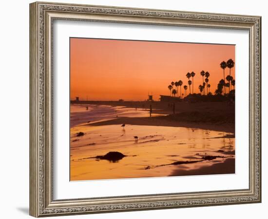 Sunset at Corona Del Mar Beach, Newport Beach, Orange County, California, United States of America,-Richard Cummins-Framed Photographic Print