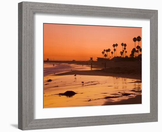 Sunset at Corona Del Mar Beach, Newport Beach, Orange County, California, United States of America,-Richard Cummins-Framed Photographic Print