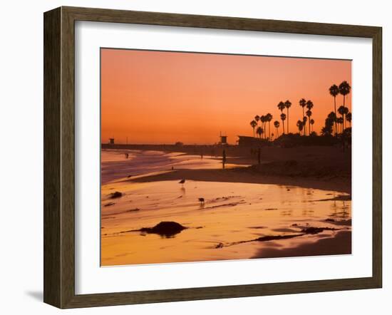 Sunset at Corona Del Mar Beach, Newport Beach, Orange County, California, United States of America,-Richard Cummins-Framed Photographic Print