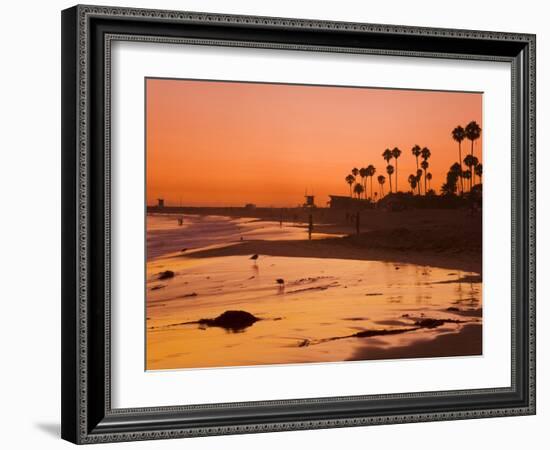 Sunset at Corona Del Mar Beach, Newport Beach, Orange County, California, United States of America,-Richard Cummins-Framed Photographic Print