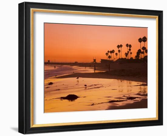 Sunset at Corona Del Mar Beach, Newport Beach, Orange County, California, United States of America,-Richard Cummins-Framed Photographic Print