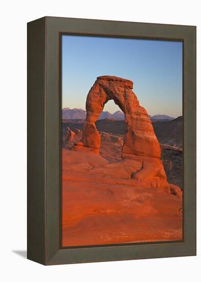 Sunset at Delicate Arch, Arches National Park, Moab, Utah, United States of America, North America-Peter Barritt-Framed Premier Image Canvas