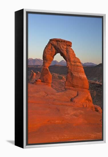 Sunset at Delicate Arch, Arches National Park, Moab, Utah, United States of America, North America-Peter Barritt-Framed Premier Image Canvas