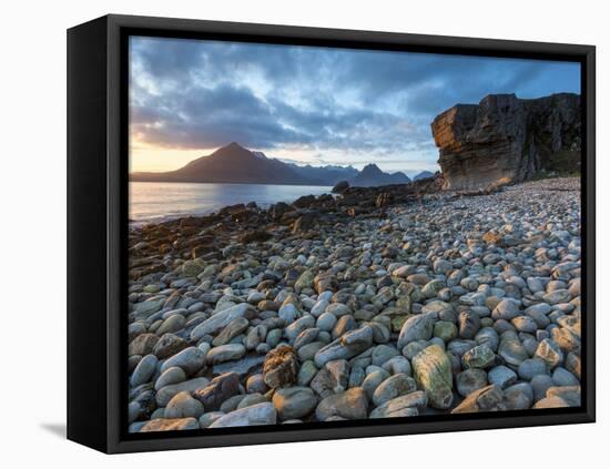 Sunset at Elgol Beach on Loch Scavaig, Cuillin Mountains, Isle of Skye, Scotland-Chris Hepburn-Framed Premier Image Canvas