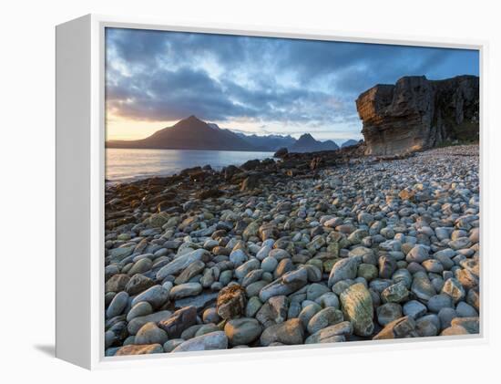 Sunset at Elgol Beach on Loch Scavaig, Cuillin Mountains, Isle of Skye, Scotland-Chris Hepburn-Framed Premier Image Canvas