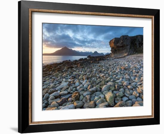 Sunset at Elgol Beach on Loch Scavaig, Cuillin Mountains, Isle of Skye, Scotland-Chris Hepburn-Framed Photographic Print