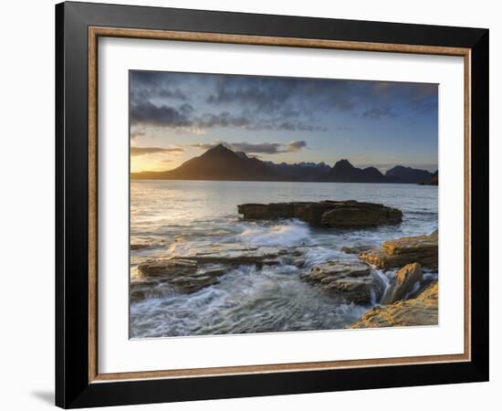 Sunset at Elgol Beach on Loch Scavaig, Cuillin Mountains, Isle of Skye, Scotland-Chris Hepburn-Framed Photographic Print