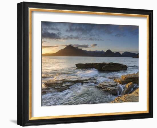 Sunset at Elgol Beach on Loch Scavaig, Cuillin Mountains, Isle of Skye, Scotland-Chris Hepburn-Framed Photographic Print