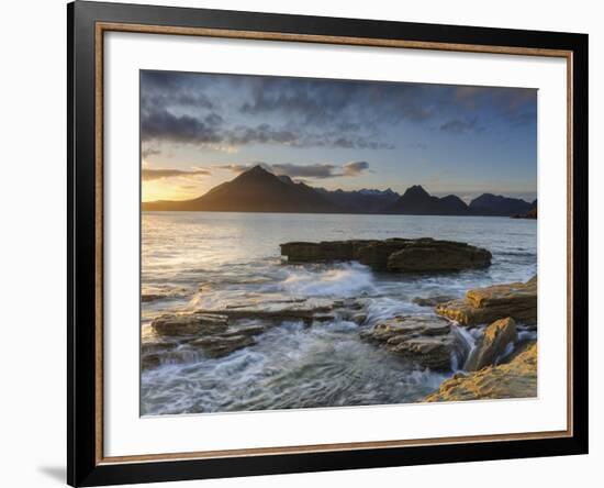 Sunset at Elgol Beach on Loch Scavaig, Cuillin Mountains, Isle of Skye, Scotland-Chris Hepburn-Framed Photographic Print