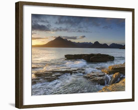 Sunset at Elgol Beach on Loch Scavaig, Cuillin Mountains, Isle of Skye, Scotland-Chris Hepburn-Framed Photographic Print