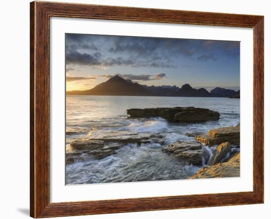 Sunset at Elgol Beach on Loch Scavaig, Cuillin Mountains, Isle of Skye, Scotland-Chris Hepburn-Framed Photographic Print