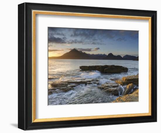 Sunset at Elgol Beach on Loch Scavaig, Cuillin Mountains, Isle of Skye, Scotland-Chris Hepburn-Framed Photographic Print