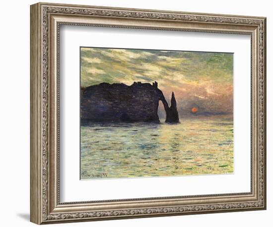 Sunset at Etretat, 1883-Claude Monet-Framed Giclee Print