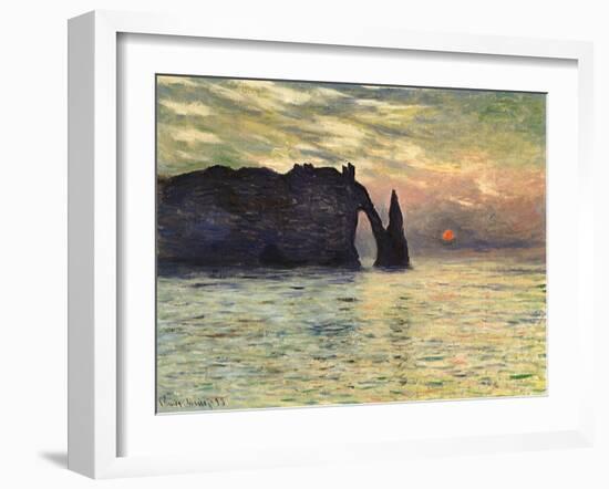 Sunset at Etretat, 1883-Claude Monet-Framed Giclee Print