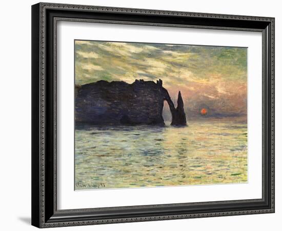 Sunset at Etretat, 1883-Claude Monet-Framed Giclee Print