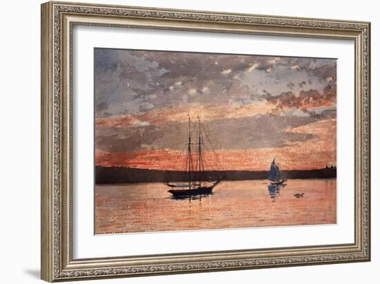 Sunset at Gloucester, 1880 (W/C & Graphite on Wove Paper)-Winslow Homer-Framed Giclee Print