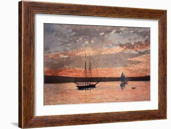 Sunset at Gloucester, 1880 (W/C & Graphite on Wove Paper)-Winslow Homer-Framed Giclee Print