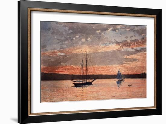 Sunset at Gloucester, 1880 (W/C & Graphite on Wove Paper)-Winslow Homer-Framed Giclee Print