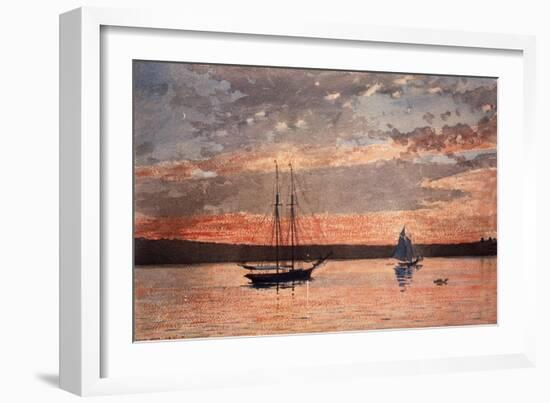 Sunset at Gloucester, 1880 (W/C & Graphite on Wove Paper)-Winslow Homer-Framed Giclee Print