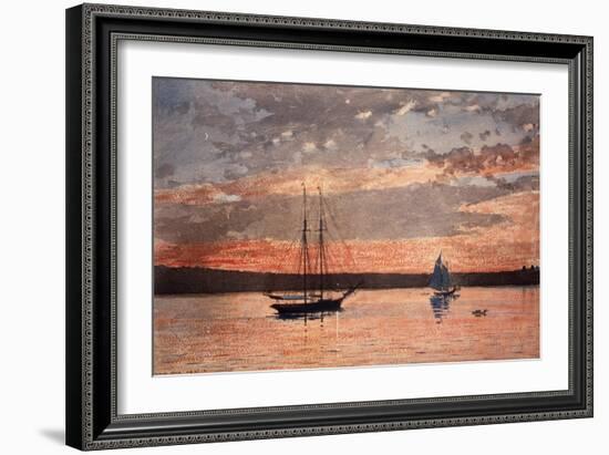 Sunset at Gloucester, 1880 (W/C & Graphite on Wove Paper)-Winslow Homer-Framed Giclee Print