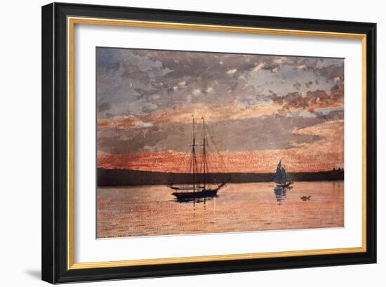 Sunset at Gloucester, 1880 (W/C & Graphite on Wove Paper)-Winslow Homer-Framed Giclee Print