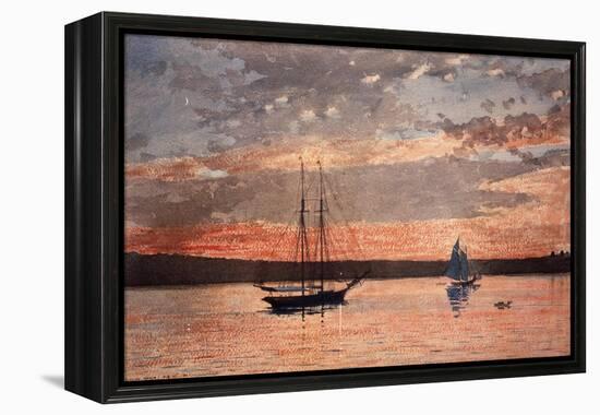 Sunset at Gloucester, 1880 (W/C & Graphite on Wove Paper)-Winslow Homer-Framed Premier Image Canvas