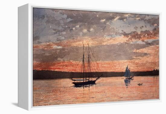 Sunset at Gloucester, 1880 (W/C & Graphite on Wove Paper)-Winslow Homer-Framed Premier Image Canvas