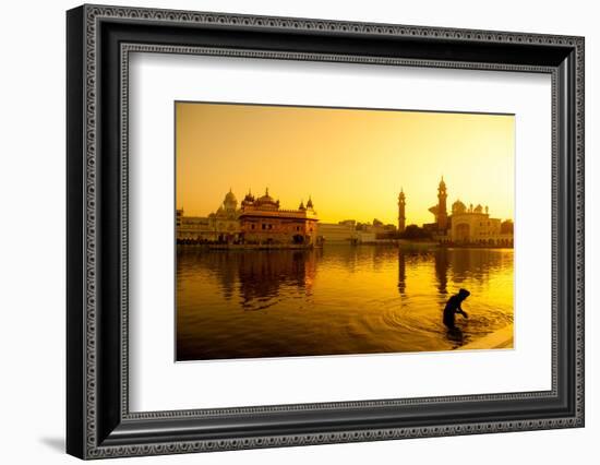 Sunset at Golden Temple in Amritsar, Punjab, India.-szefei-Framed Photographic Print